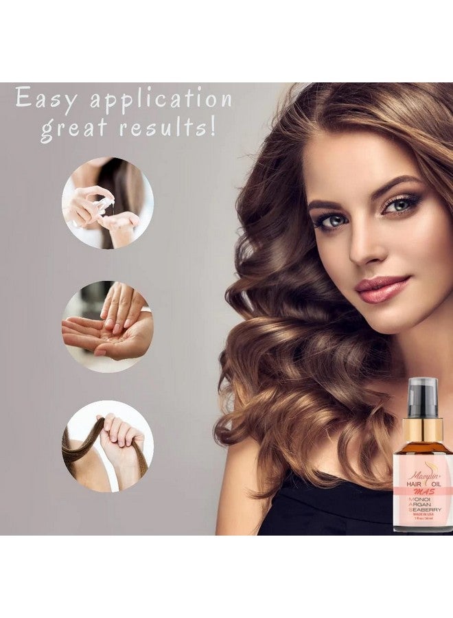 Moroccan Argan Oil Hair Serum With Monoi De Tahiti Heat Protectant Treatment Anti Frizz Styling Product And Hair Straightener For Curly Wavy And Frizzy Hair