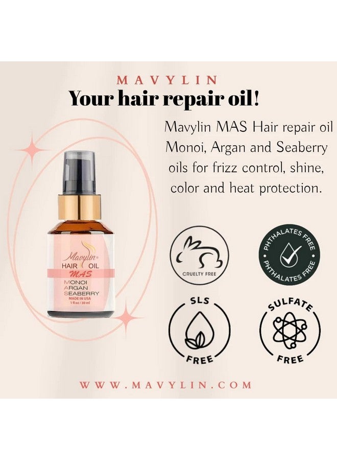 Moroccan Argan Oil Hair Serum With Monoi De Tahiti Heat Protectant Treatment Anti Frizz Styling Product And Hair Straightener For Curly Wavy And Frizzy Hair