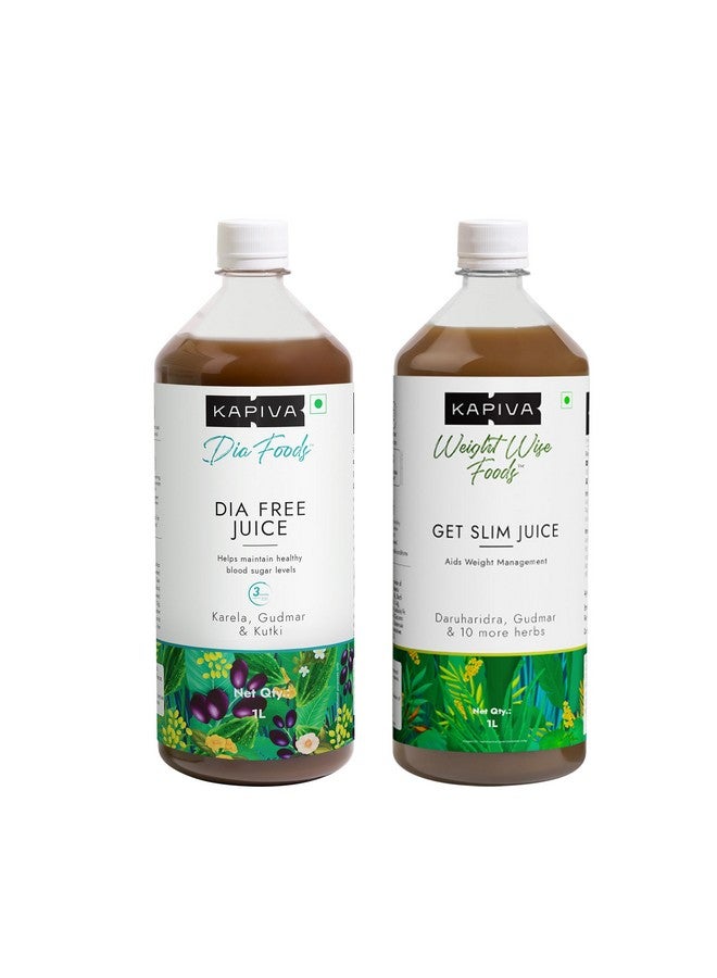 Kapiva عصير كابيفا دايا فري + عصير جت سليم | مجموعة أيورفيدا للتحكم في سكر الدم وإدارة الوزن الشاملة (1 لتر + 1 لتر) - Image 1