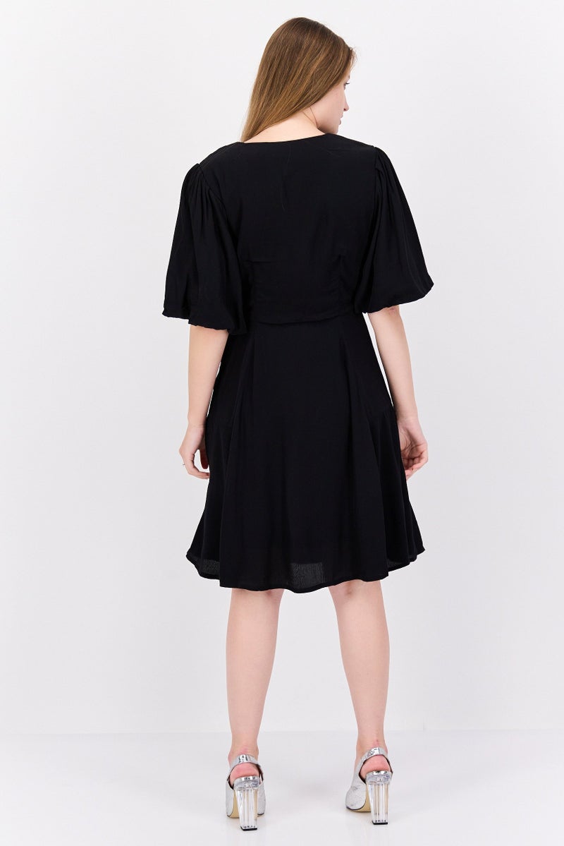 Scotch & Soda Women Solid Mini Casual Dress, Black - Image 4