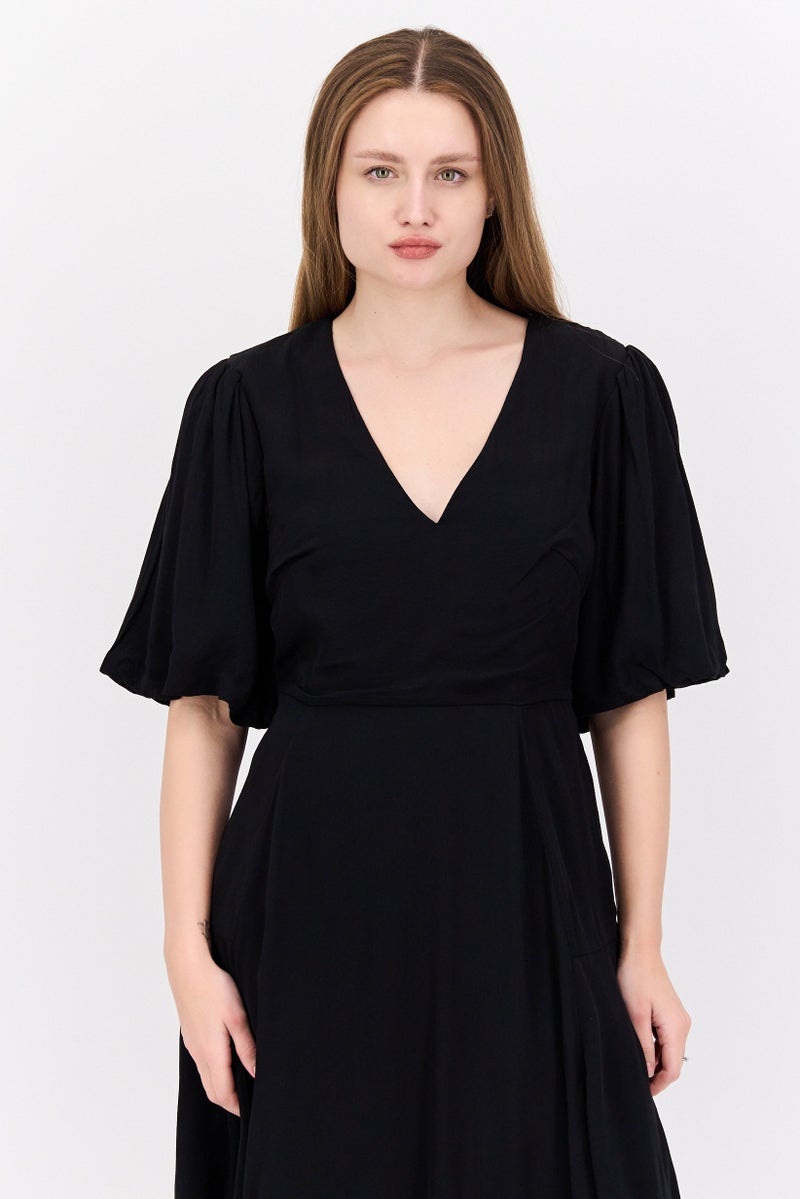 Scotch & Soda Women Solid Mini Casual Dress, Black - Image 2