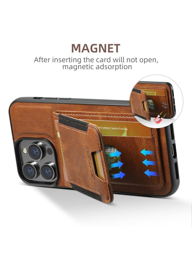 Suteni Case For iPhone 16 H03 Oil Wax Leather Wallet Stand Back Phone Case - Image 3