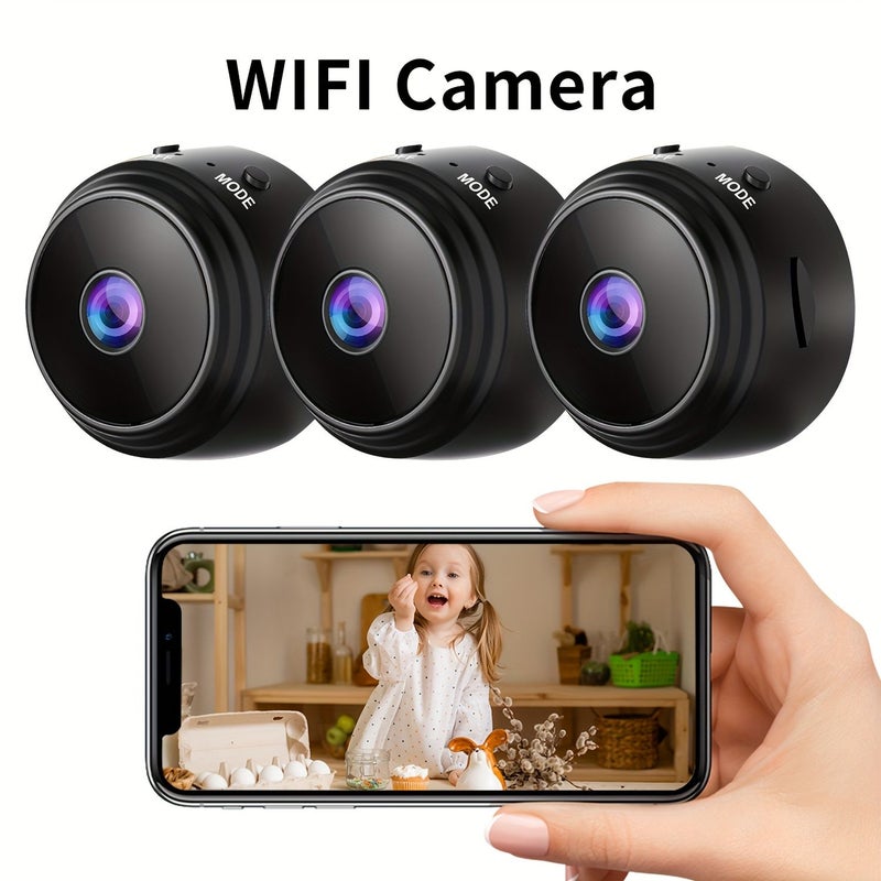 1pc Compact 2.4Ghz Wifi Wireless Security Camera Black Indoor Outdoor Surveillance Remote Monitoring Home Assistant Mobile App View - Image 1
