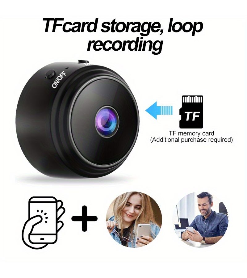 1pc Compact 2.4Ghz Wifi Wireless Security Camera Black Indoor Outdoor Surveillance Remote Monitoring Home Assistant Mobile App View - Image 3