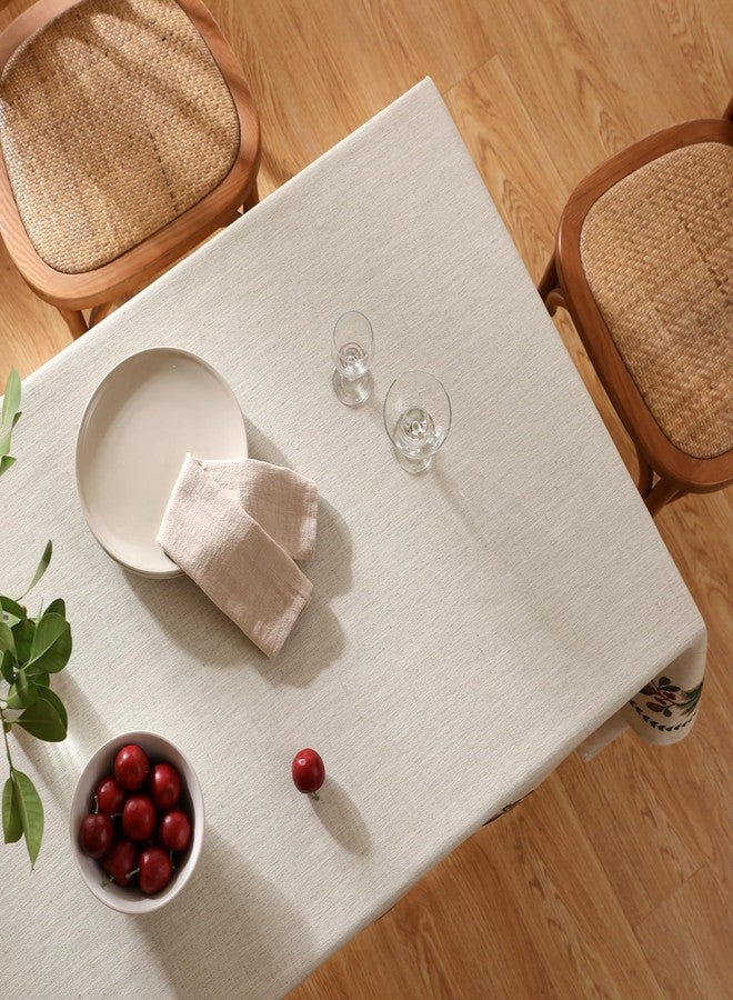 ISAENNE Designer Christmas Linen Small Square Tablecloth,Light Beige Western Elegant Table Cloth,Wrinkle Resistant Decor Tablecloths for Dining Thanksgiving Kitchen Christmas,55"*55"-Carol G - Image 4