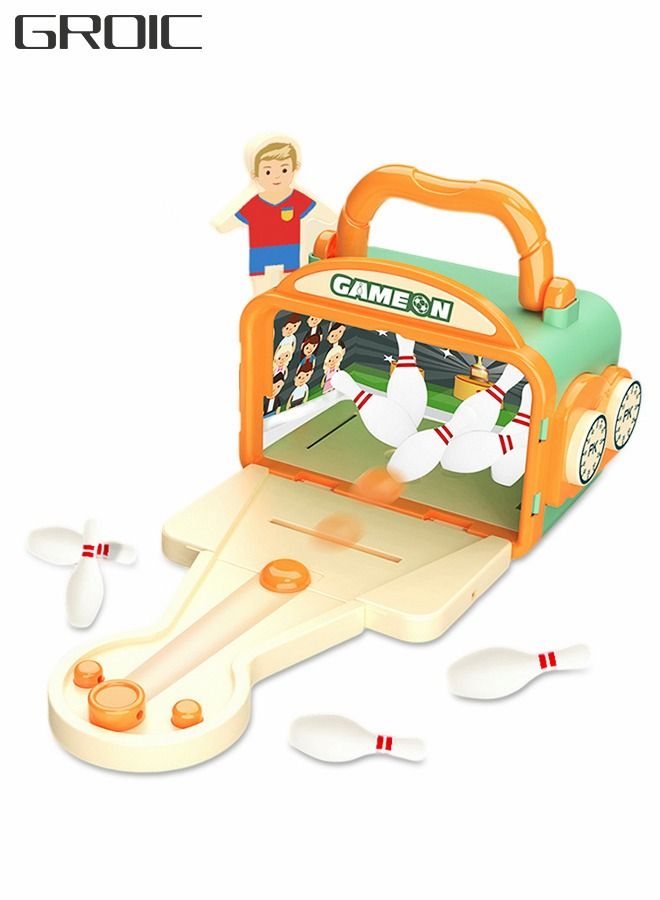 GROIC 2-In-1 Table Top Board Game Mini Bowling & Football Toy, Arcade Desktop Shooting Alley Office Desk Stress Relief Gadgets Small Finger Toys Sports Tabletop  - Image 1