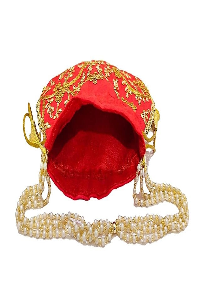 ATHZ 4 Pcs Red Potli bags for women handbags traditional Indian Wristlet with Drawstring Ethnic Embroidery Potli Hand bags - Image 2