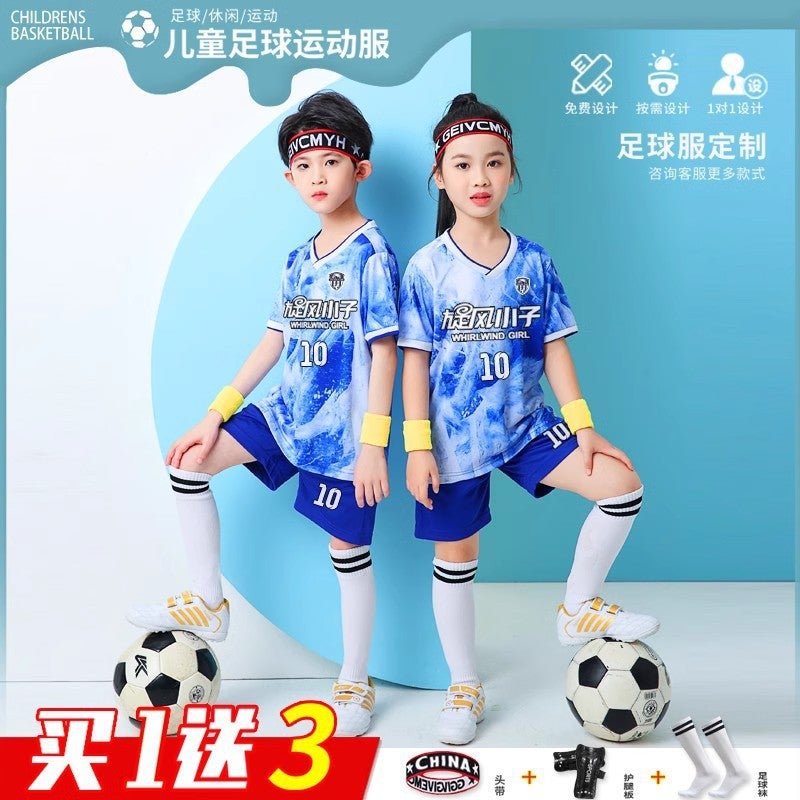 Children'S Football Clothes Suit Boys And Girls Summer Short-Sleeved Primary School Students Football Training Clothes Printed Jersey Team Clothes - Image 3