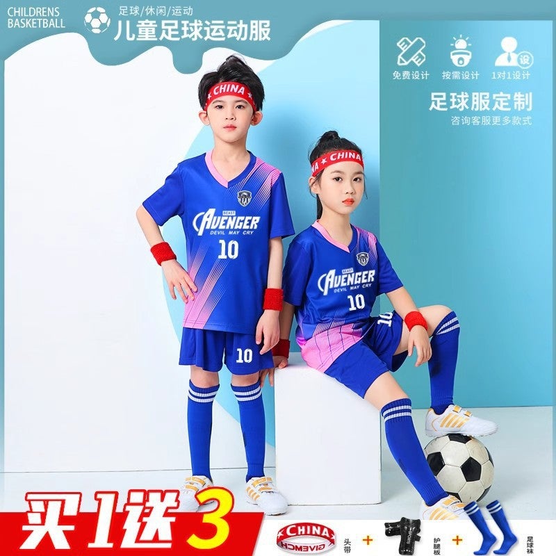 Children'S Football Clothes Suit Boys And Girls Summer Short-Sleeved Primary School Students Football Training Clothes Printed Jersey Team Clothes - Image 4