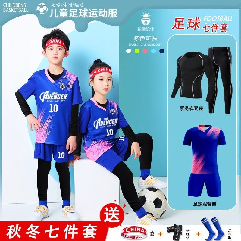 Children'S Football Clothes Suit Boys And Girls Summer Short-Sleeved Primary School Students Football Training Clothes Printed Jersey Team Clothes - Image 2