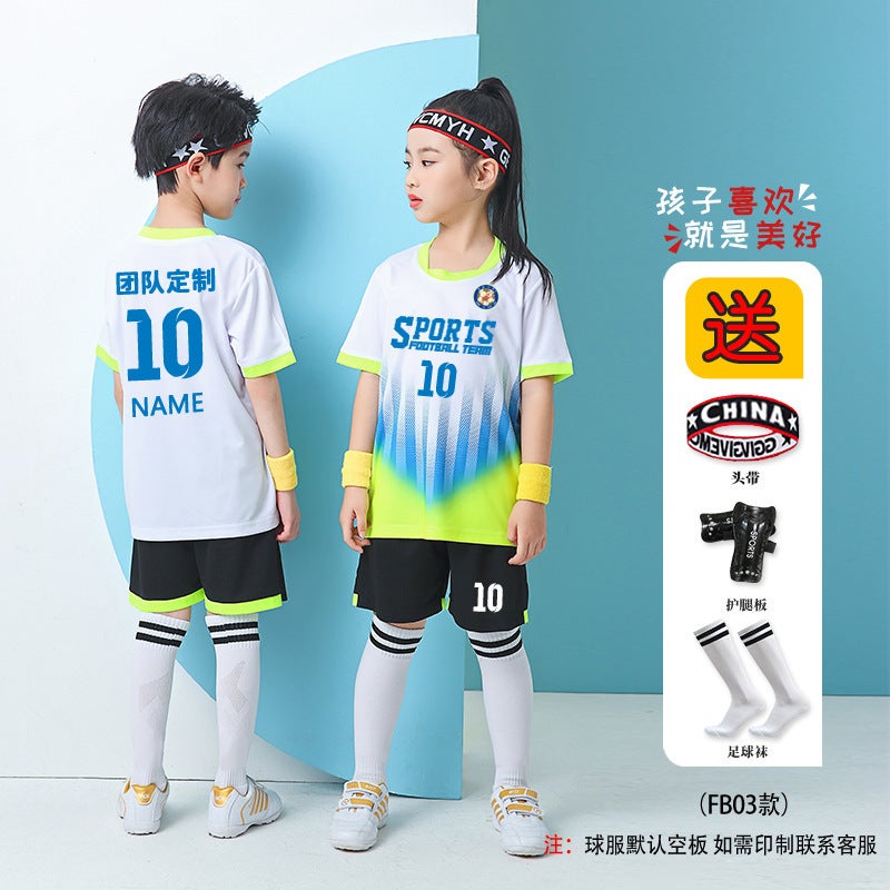 Children'S Football Clothes Suit Boys And Girls Summer Short-Sleeved Primary School Students Football Training Clothes Printed Jersey Team Clothes - Image 1