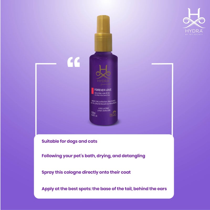 Hydra Forever Love Cologne for Pets - Long-Lasting Rose Scent Spray for Dogs and Cats, 130 ml - Controls Wet Dog Smell, Refreshes Coat Between Baths, Ideal for Daily Grooming - Image 5
