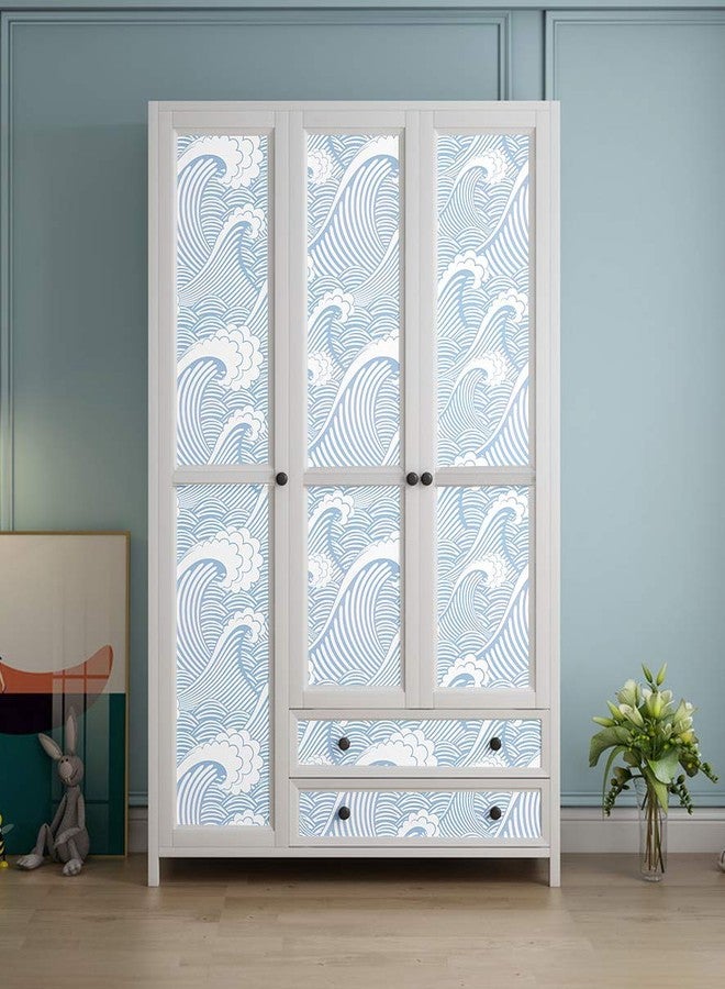 Blooming Wall CPS030 Peel&Stick Handpainting Seamless Blue White Waves Sea Sprays Self-Adhesive Prepasted Wallpaper Wall Mural (17.7“x118”) - Image 4