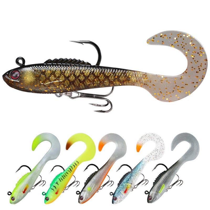TRUSCEND Pre-Rigged Fishing Jigs, 1:50 Super Durable Soft Swimbait, Well-Made Lifelike Fishing Lures, Weedless Lure for Bass Trout Walleye, Saltwater Fishing Gear - Image 1
