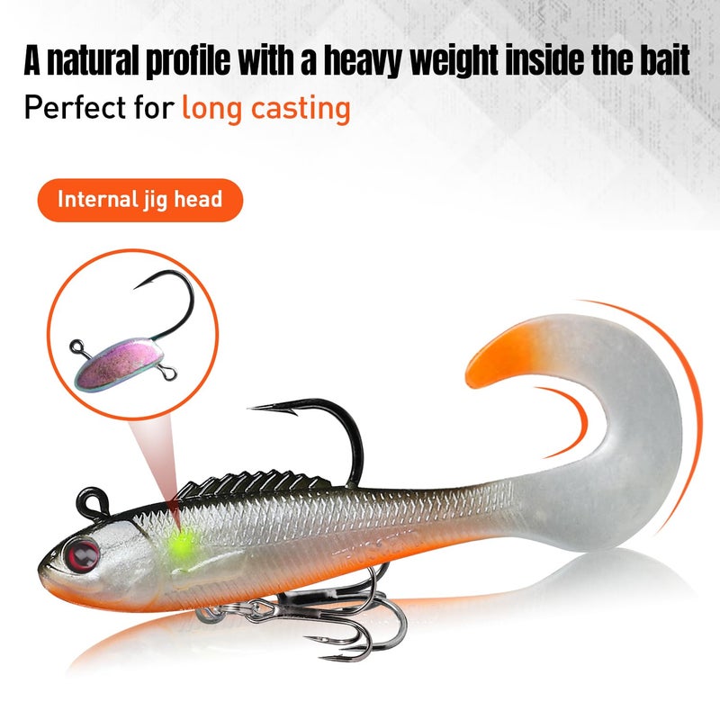 TRUSCEND Pre-Rigged Fishing Jigs, 1:50 Super Durable Soft Swimbait, Well-Made Lifelike Fishing Lures, Weedless Lure for Bass Trout Walleye, Saltwater Fishing Gear - Image 5