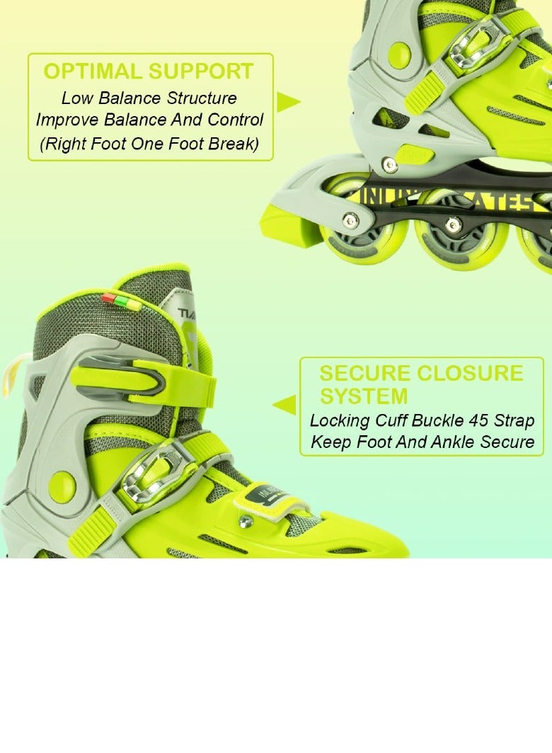 OVERS Teenager Adjustable Inline Skates Shoes with Luminous Lights Complete Set with Helmet and Protective Gear - Image 5