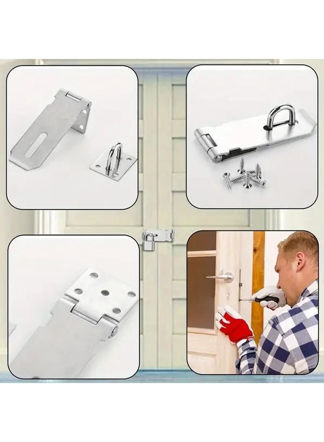 2 Packs 4 Inch Stainless Steel Padlock Hasps Anti Theft Door Reinforcement Gate Latch - Image 3