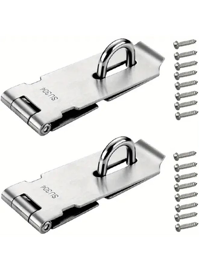 2 Packs 4 Inch Stainless Steel Padlock Hasps Anti Theft Door Reinforcement Gate Latch - Image 1