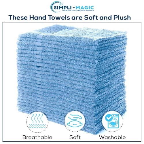 Simpli-Magic Cotton Hand Towels  16""x27""  12 Pack  Blue - Image 2
