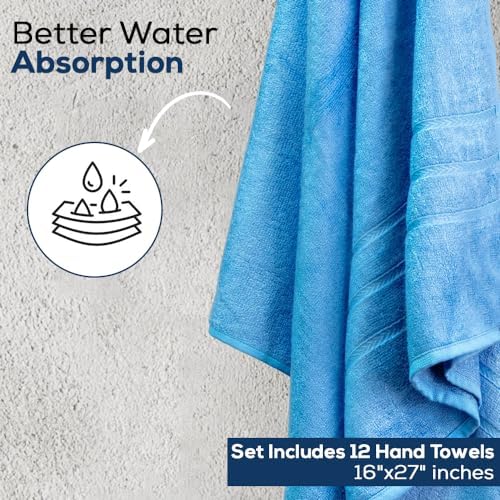 Simpli-Magic Cotton Hand Towels  16""x27""  12 Pack  Blue - Image 4