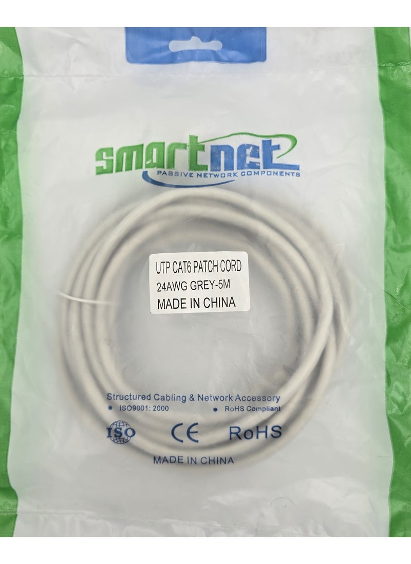 Smartnet Cat6 RJ45 Patch Cable – 5 Meters, High-Performance Network Cord 