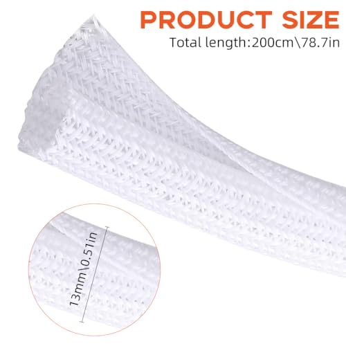 Supvox® 6.6ft Cord Protector Wire Loom Tubing Cable Sleeve Split Sleeving for USB Cable Power Cord Audio Video Cable Protect Cat Mice from Chewing Cords - White - Image 2