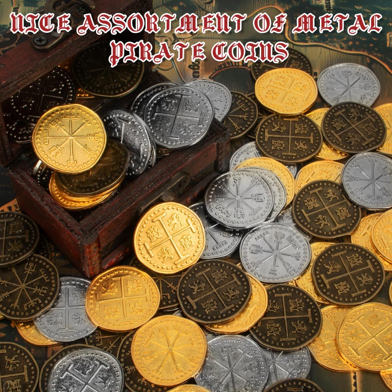 Byhoo 36 Pcs Metal Pirate Token Coins Set  Realistic Treasure Spanish Currency Coins for Pirate Treasure Chest Treasure Hunt Cosplay Toy Board Game - Image 4