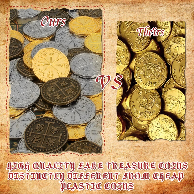 Byhoo 36 Pcs Metal Pirate Token Coins Set  Realistic Treasure Spanish Currency Coins for Pirate Treasure Chest Treasure Hunt Cosplay Toy Board Game - Image 5