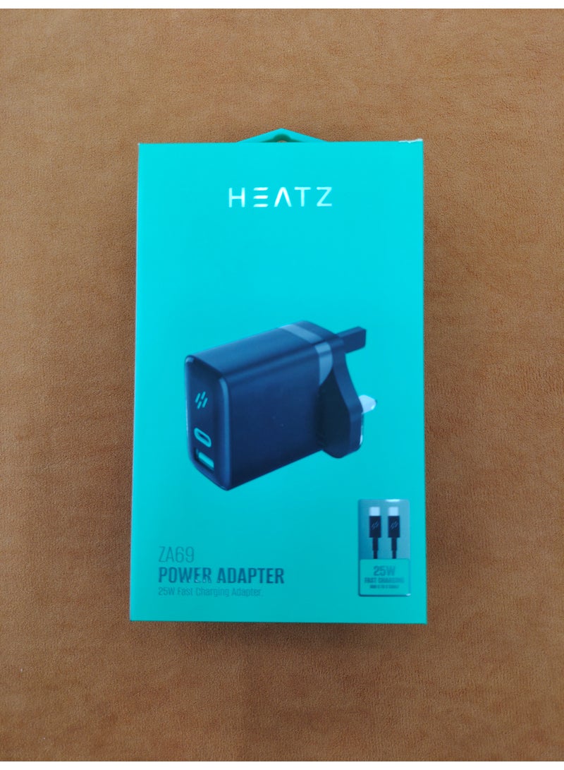 هيتز محول شحن سريع HEATZ ZA69 بقوة 25 واط | شاحن جداري بمنفذ USB-C للهواتف الذكية والأجهزة اللوحية والأجهزة الأخرى - تصميم صغير ومتين - Image 1