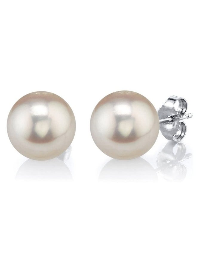 The Pearl Source - Aaaa Quality 14K Gold Plated 8Mm Sterling Silver White Freshwater Real Pearl Earrings For Women | Hypoallergenic Earrings With Genuine Cultured Pearls - Image 1