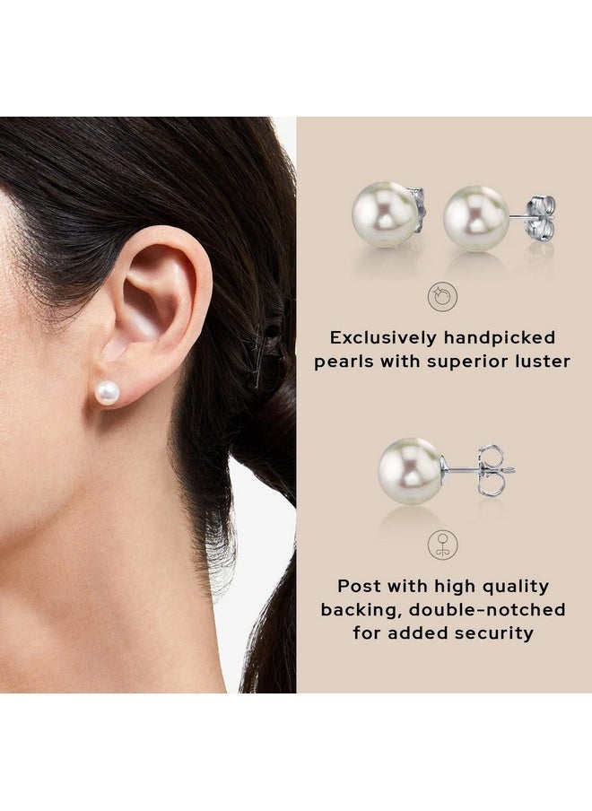 The Pearl Source - Aaaa Quality 14K Gold Plated 8Mm Sterling Silver White Freshwater Real Pearl Earrings For Women | Hypoallergenic Earrings With Genuine Cultured Pearls - Image 1