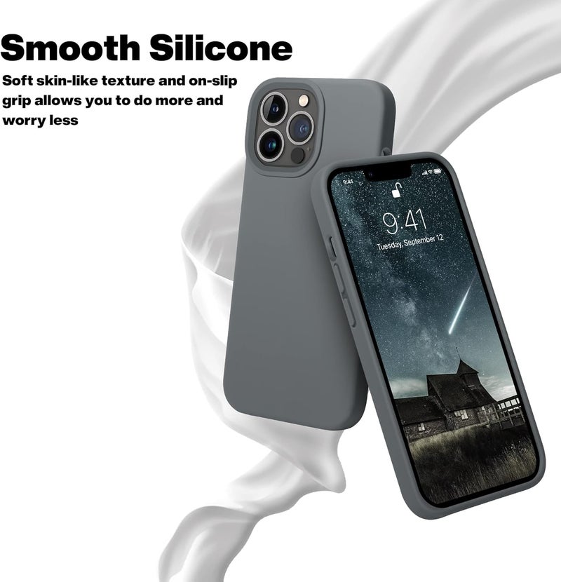 اوتوفلاي حافظة لـ iPhone 13 Pro Max [متوافقة مع MagSafe] حافظة هاتف سيليكون مقاوم للصدمات رفيعة ونحيفة كاملة الجسم لـ iPhone 13 Pro Max 6.7 بوصة (رمادي فضائي) - Image 2