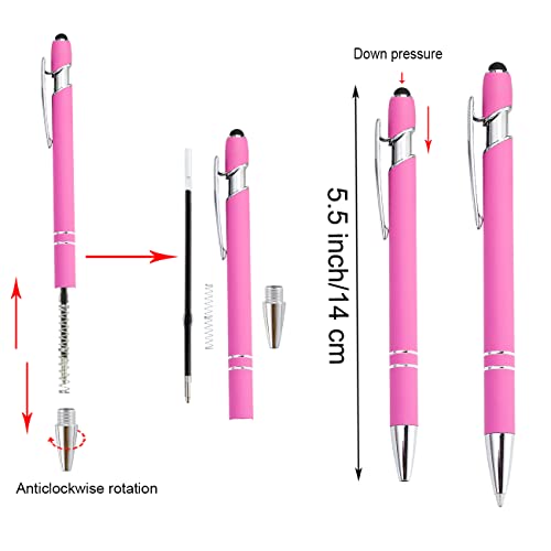 PASISIBICK 12 Pieces Pink Ballpoint Pen with Stylus Tip, 2 in 1 Stylus Stylish Pen, Premium Metal Stylus Pen for Touch Screens, Black Ink, 1.0 mm Medium Point(12 PCS Pink) - Image 4