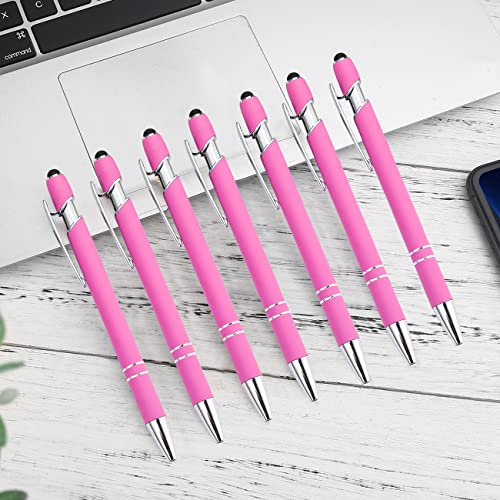 PASISIBICK 12 Pieces Pink Ballpoint Pen with Stylus Tip, 2 in 1 Stylus Stylish Pen, Premium Metal Stylus Pen for Touch Screens, Black Ink, 1.0 mm Medium Point(12 PCS Pink) - Image 3