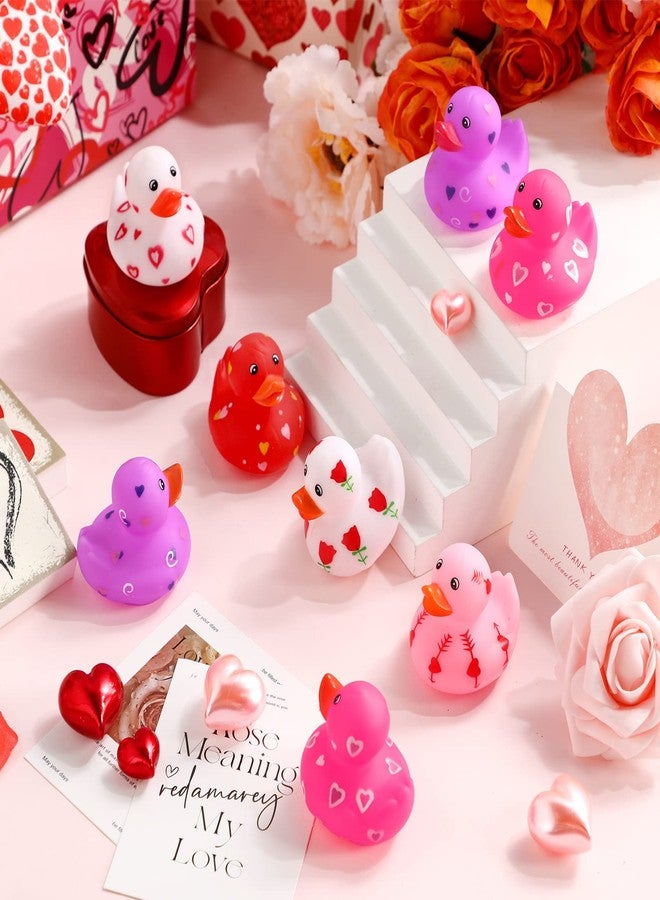 Jerify 72 Pcs 2 Inch Valentine's Day Rubber Duckies Bulk Mini Heart Rubber Ducks for Kids Bathtub Toys Classroom Prizes Birthday Wedding Party Favors Gifts Goodie Bag Fillers, 6 Styles (Cute) - Image 4