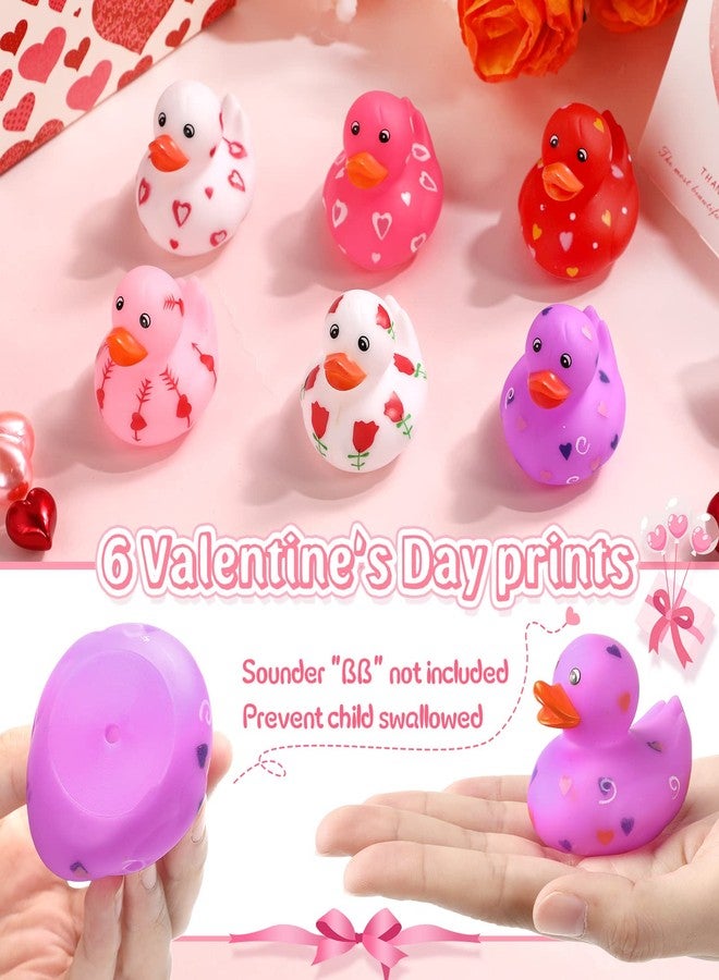 Jerify 72 Pcs 2 Inch Valentine's Day Rubber Duckies Bulk Mini Heart Rubber Ducks for Kids Bathtub Toys Classroom Prizes Birthday Wedding Party Favors Gifts Goodie Bag Fillers, 6 Styles (Cute) - Image 3