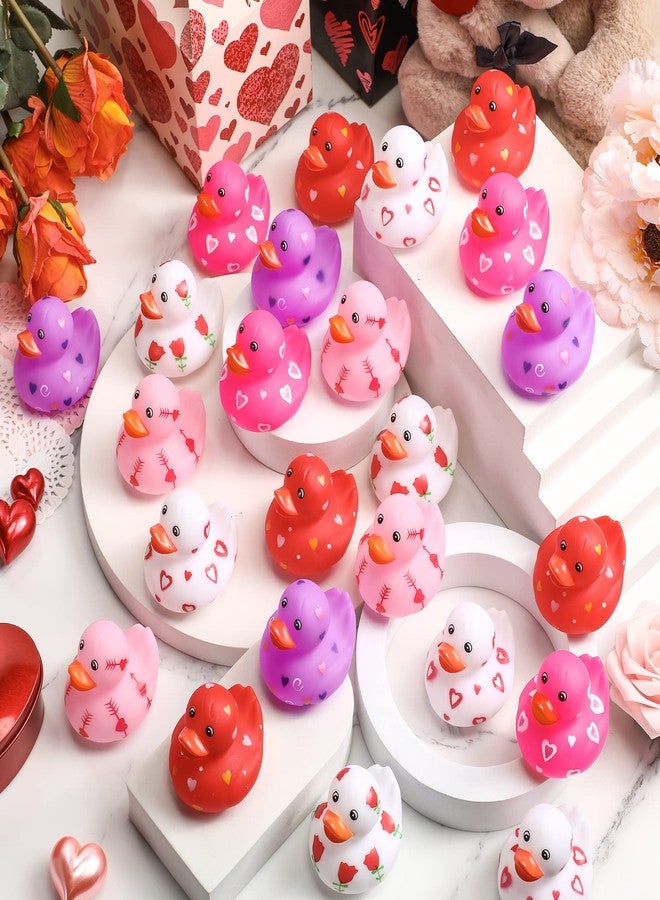 Jerify 72 Pcs 2 Inch Valentine's Day Rubber Duckies Bulk Mini Heart Rubber Ducks for Kids Bathtub Toys Classroom Prizes Birthday Wedding Party Favors Gifts Goodie Bag Fillers, 6 Styles (Cute) - Image 5