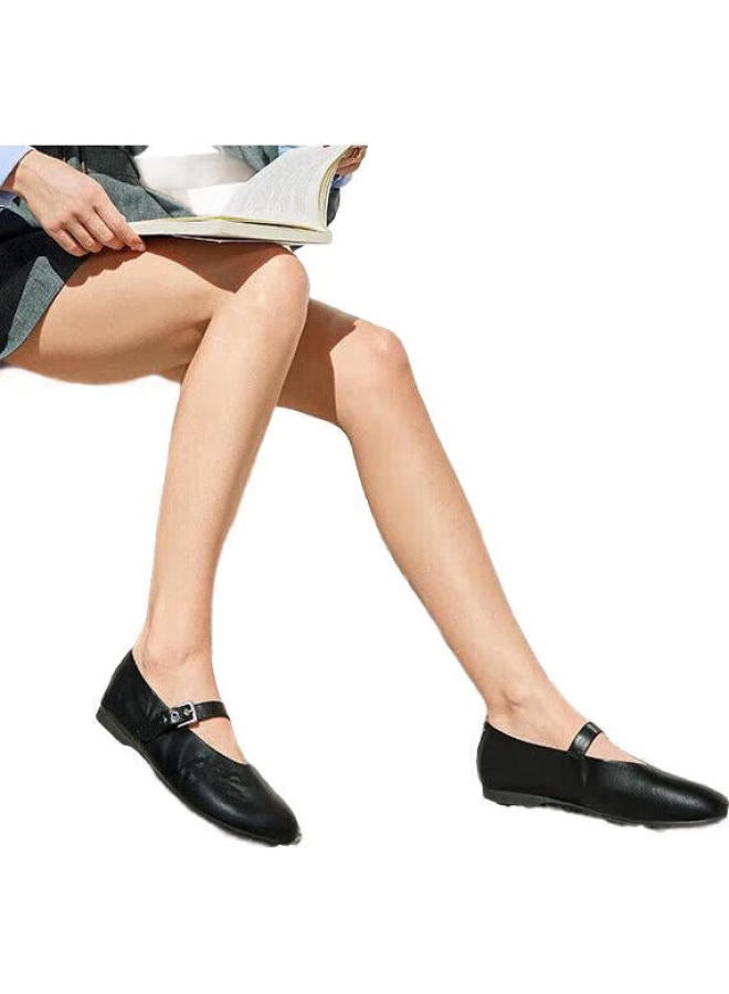 Bata Mary Jane Women'S Spring Retro Grainy Sheepskin Soft Sole Single Shoes Auo01Aq5 Black 38 - Image 2