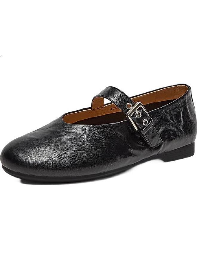 Bata Mary Jane Women'S Spring Retro Grainy Sheepskin Soft Sole Single Shoes Auo01Aq5 Black 38 - Image 3