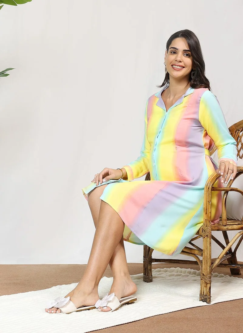Tummy  Rainbow Shirt Dress for Women | Best Price UAE