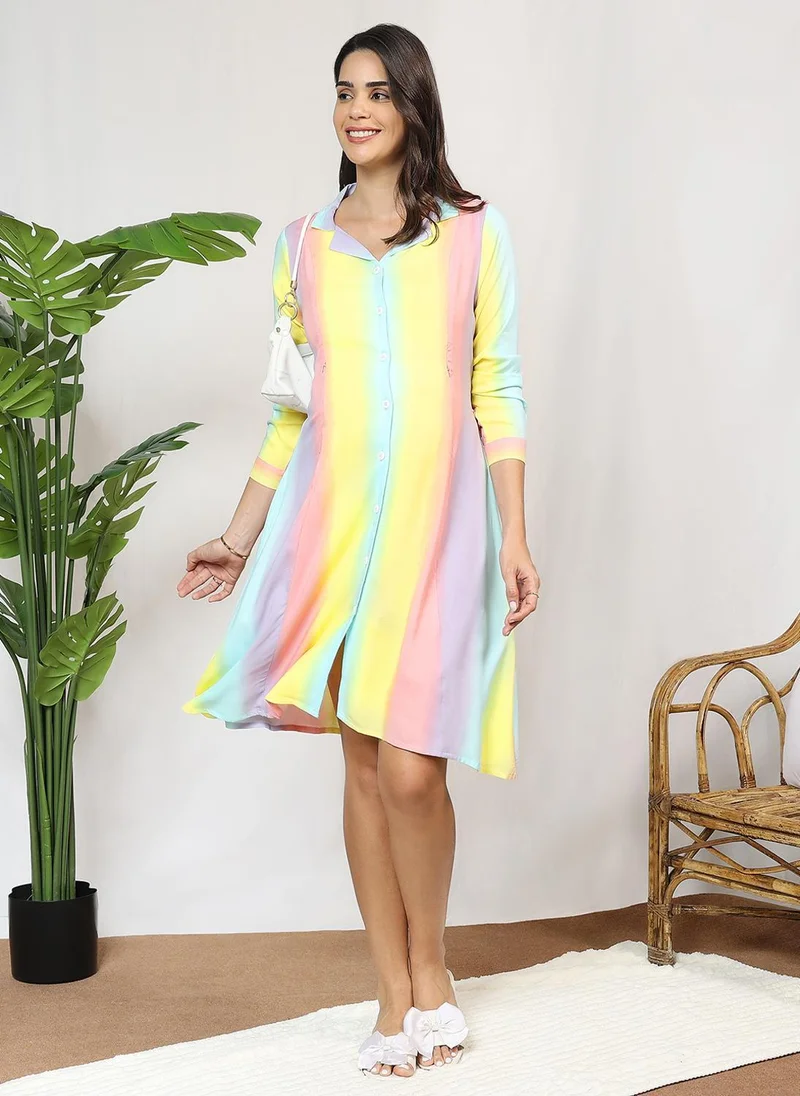 Tummy  Rainbow Shirt Dress for Women | Best Price UAE