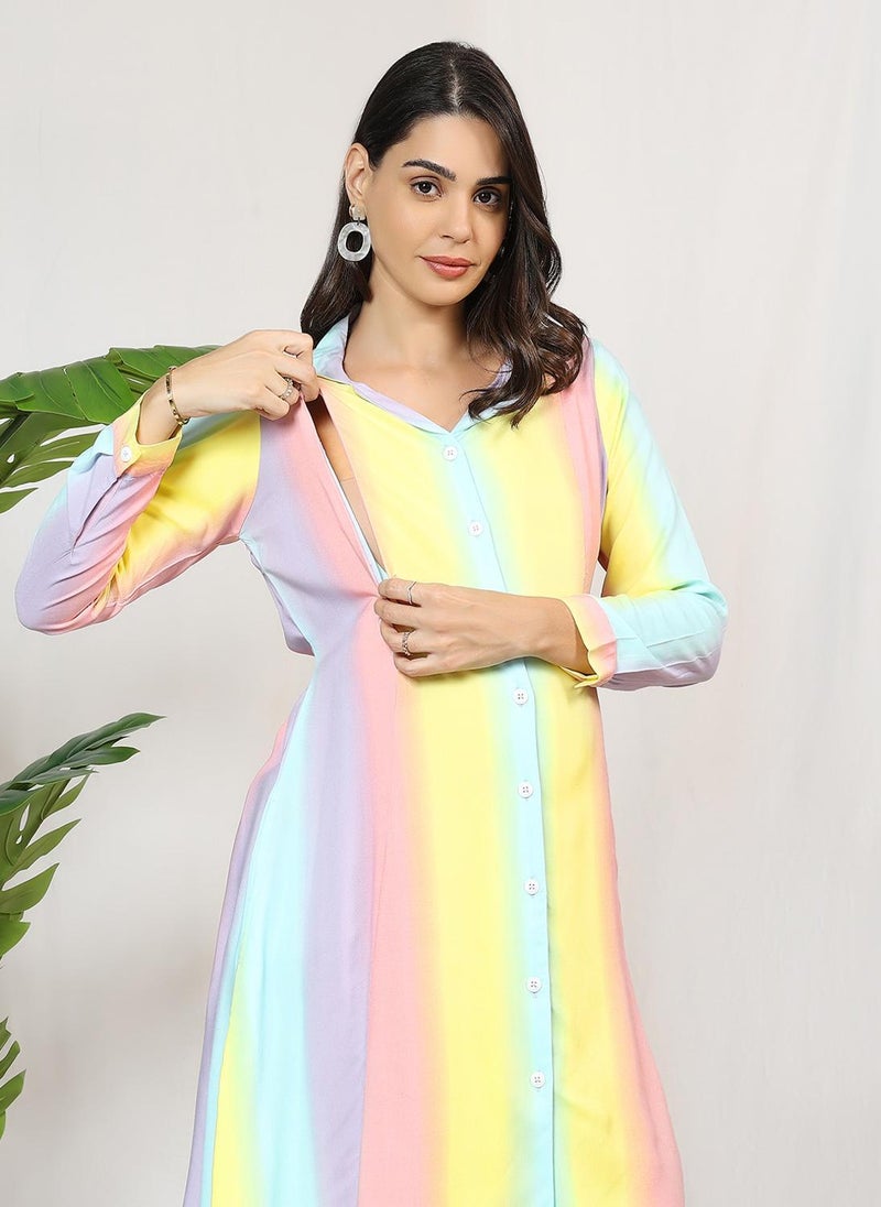 TUMMY Rainbow Shirt Dress - Image 5