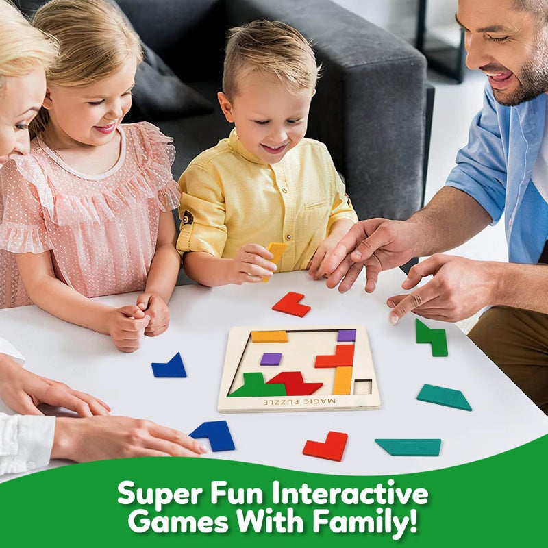 NAODONGLI Wooden Puzzles Blocks Brain Teasers Logic Games for Classroom & Party Times,Jigsaw Puzzle Intelligence STEM Montessori Educatioanl IQ Toys Games for Kids Boys Girls Ages 3+ (3 Pack) - Image 2