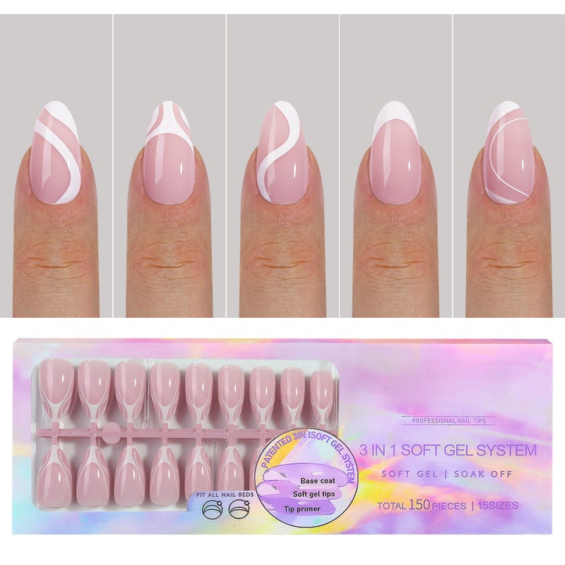 Nail Art Wearable Nail Art Removable Nail Art Nail Art Fake Nail Stickers 15 Sizes Total 150pcs - Image 1