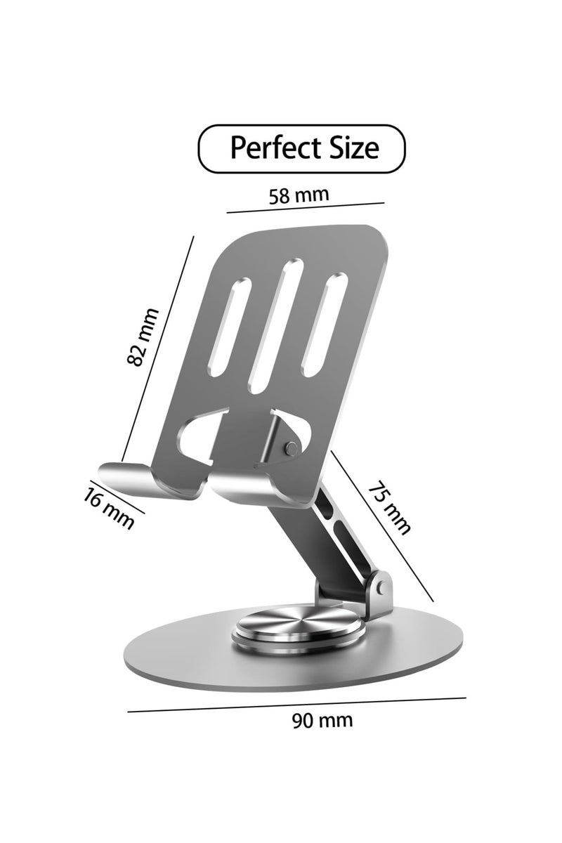 360 Rotating Phone Stand, Fully Foldable Adjustable Desktop Mobile Phone Holder Cradle Dock, Thick Case Friendly, Compatible with iPhone 17/16/15/14/13/12/11/XR and Samsung Galaxy S25 Ultra/S24/S23/S22/Note 20/A74/A36/A35/A56/A16, All Smartphones 4---7inch , Grey - Image 2