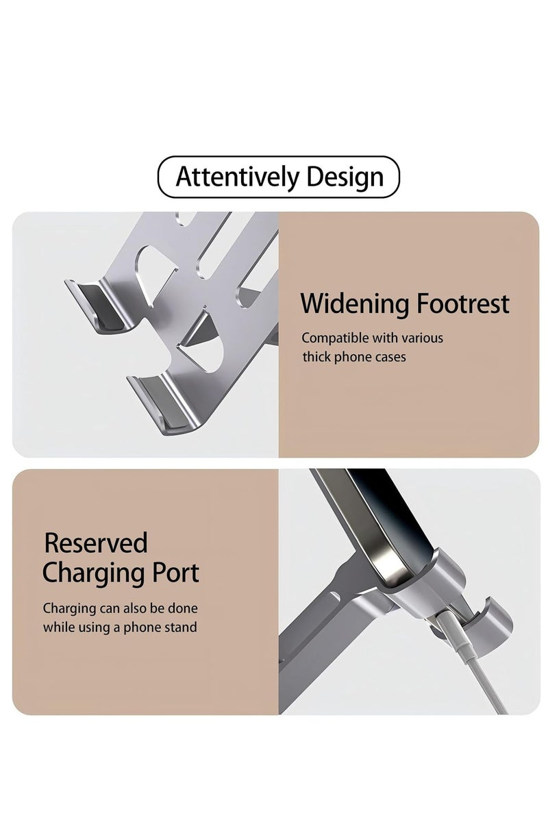 360 Rotating Phone Stand, Fully Foldable Adjustable Desktop Mobile Phone Holder Cradle Dock, Thick Case Friendly, Compatible with iPhone 17/16/15/14/13/12/11/XR and Samsung Galaxy S25 Ultra/S24/S23/S22/Note 20/A74/A36/A35/A56/A16, All Smartphones 4---7inch , Grey - Image 3