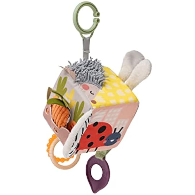 URBAN GARDEN ACTIVITY CUBE SENSORY BABY HANGING TOY. INCLUDES TEETHER, BABY SAFE MIRROR, PADDED HANDLE, CHIME BELL. CLIPS ON COT, PRAM OR CAR SEAT. SUITABLE FOR BOYS & GIRLS 0 MONTH + - Image 5