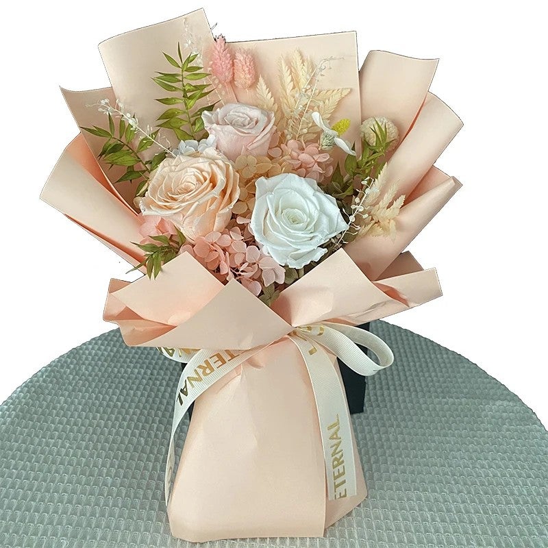 Bluejw Real Touch Preserved Rose Bouquet - Dried Flower Arrangement for Valentine's Day, Wedding, Bridal, & Home Decor - Includes Natural Dried Plants - Image 5