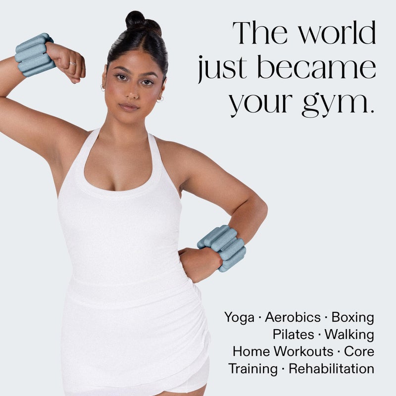 Bala Bangles Wrist & Ankle Weights for Women & Men - 2 lb Adjustable Weighted Bands - Soft Silicone Arm & Leg Weights for Pilates, Yoga, Walking, Barre, Home Workout & Strength Training Exercise - Image 3