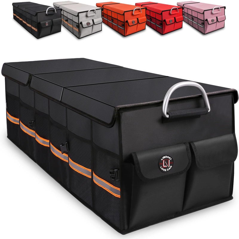LI LIBZAKI Trunk Organizer Cargo Organizer Trunk Storage Waterproof Collapsible Durable Multi Compartments-((Oversize,Black) - Image 1